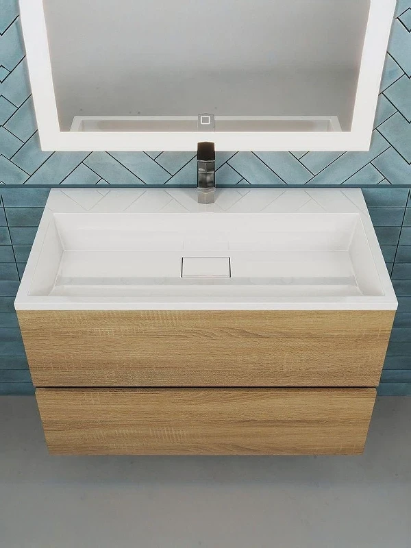 Тумба с раковиной Uperwood Barsa 80 293020543 подвесная цвет Черный матовый Дуб сонома
