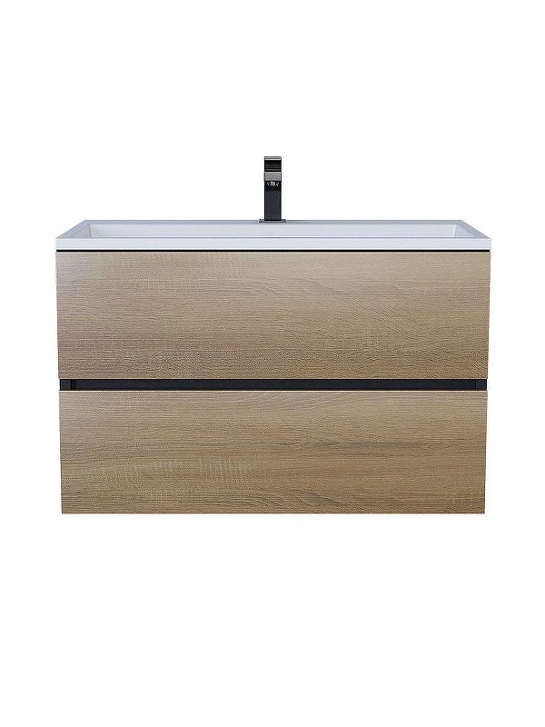 Тумба с раковиной Uperwood Barsa 80 293020543 подвесная цвет Черный матовый Дуб сонома