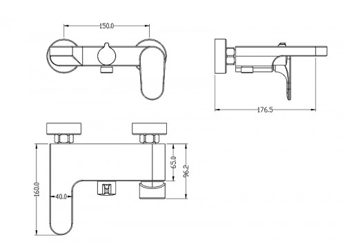 Смеситель для ванны Boheme Spectre 453-NB Никель латунь на стену