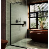 Душевая перегородка Maybah Glass MGD-725-6у 690x1950 в узком профиле Черный стекло сатиновое