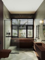 Душевая перегородка Maybah Glass MGD-725-6у 690x1950 в узком профиле Черный стекло сатиновое