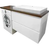 Тумба с раковиной Эстет Malibu Luxe 155 R ФР-00007114 подвесная Белая Темное дерево МДФ / ЛДСП
