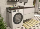 Тумба с раковиной Эстет Malibu Luxe 155 R ФР-00007114 подвесная Белая Темное дерево МДФ / ЛДСП