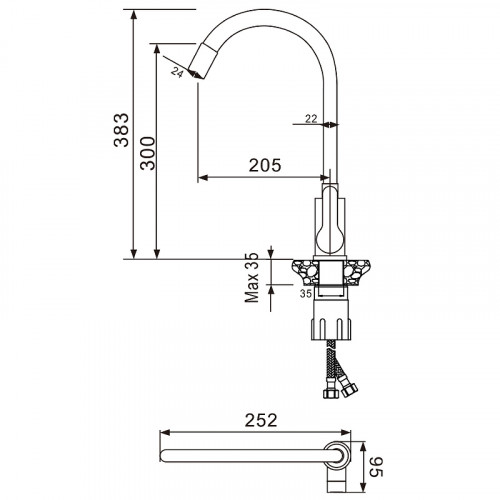 Смеситель для кухни Maretti Project PC31RGZ32 Хром Черный