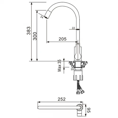 Смеситель для кухни Maretti Project PC31RGZ32 Хром Черный