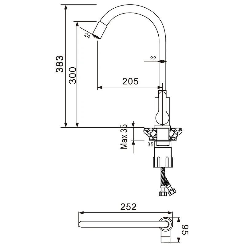 Смеситель для кухни Maretti Project PC31RGZ32 Хром Черный