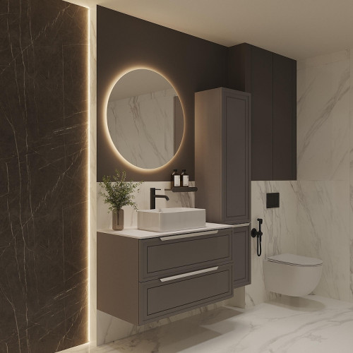 Шкаф пенал ЗОВ Севилья 35 PSPG цвет Платиновый