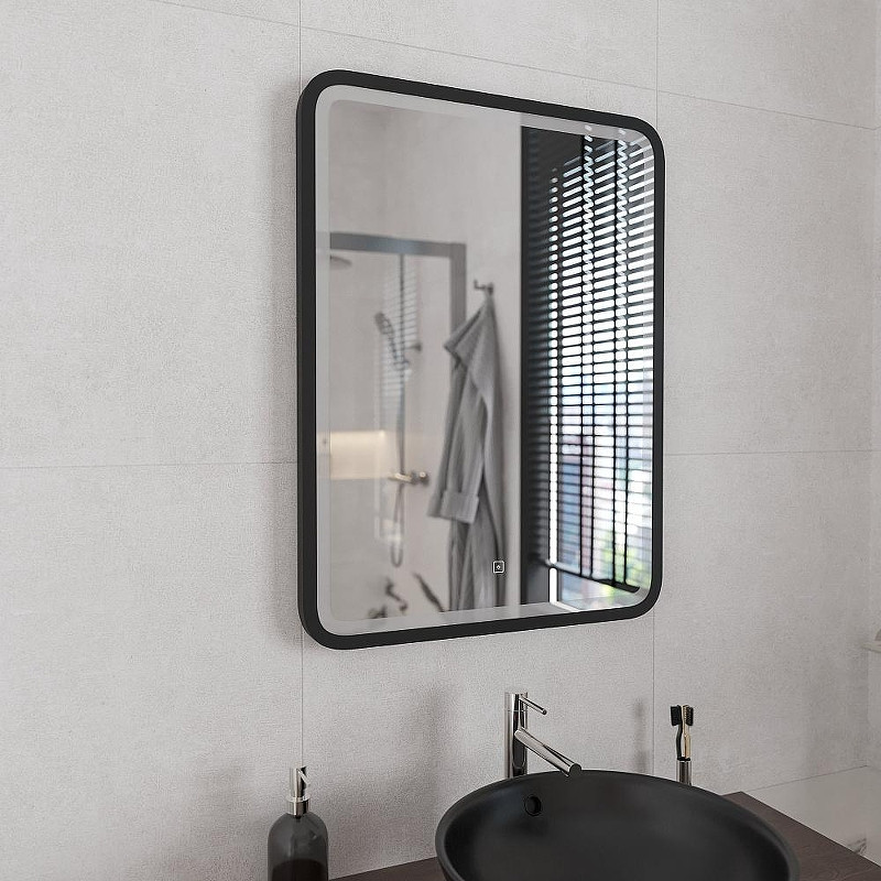 Зеркало DIWO Оренбург 60 ЗЛП1726 с подсветкой цвет Черный с сенсорным выключателем