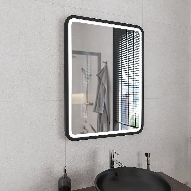 Зеркало DIWO Оренбург 60 ЗЛП1726 с подсветкой цвет Черный с сенсорным выключателем