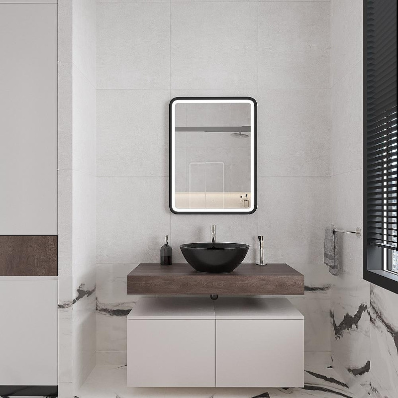 Зеркало DIWO Оренбург 60 ЗЛП1726 с подсветкой цвет Черный с сенсорным выключателем