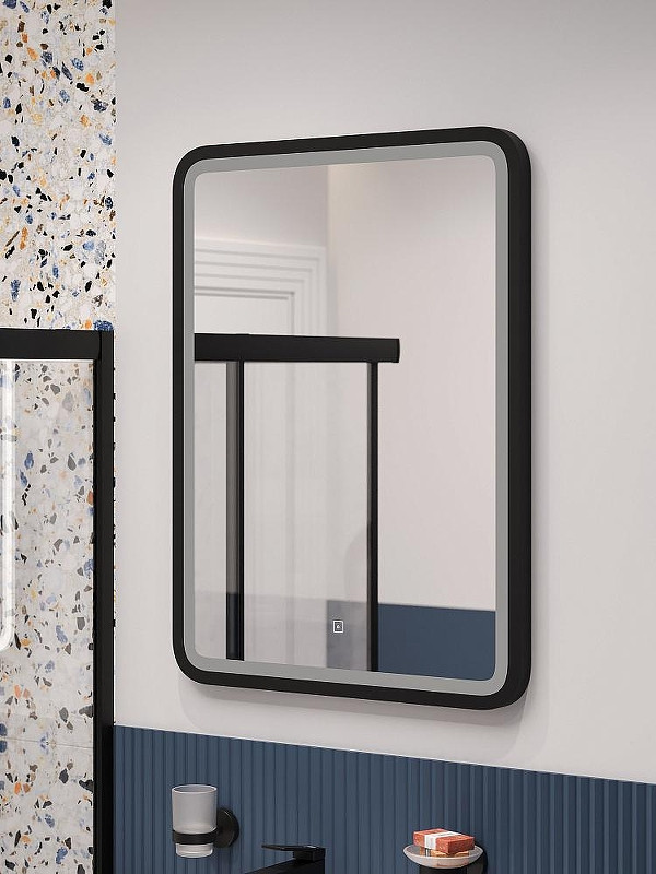 Зеркало DIWO Оренбург 60 ЗЛП1726 с подсветкой цвет Черный с сенсорным выключателем