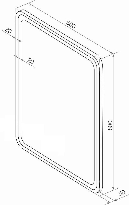 Зеркало DIWO Оренбург 60 ЗЛП1726 с подсветкой цвет Черный с сенсорным выключателем