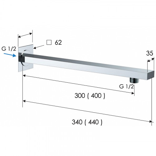 Кронштейн для верхнего душа Remer 348Q30XV Сталь латунь на стену