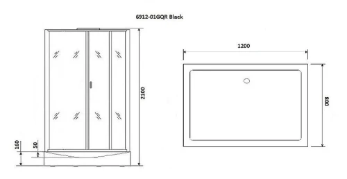 Душевая кабина Niagara Premium 120x80 NG-6912-01GQR Black с гидромассажем