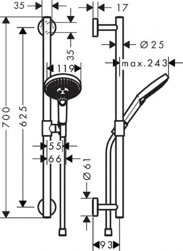 Душевой гарнитур Hansgrohe Raindance Select S 26320400 цвет Хром