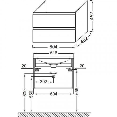 Тумба под раковину Jacob Delafon Madeleine 60 EB2052-J54 подвесная Серая матовая МДФ / ЛДСП