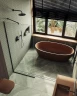 Душевая перегородка Maybah Glass MGD-689-6у 890x1950 в узком профиле Черный стекло прозрачное