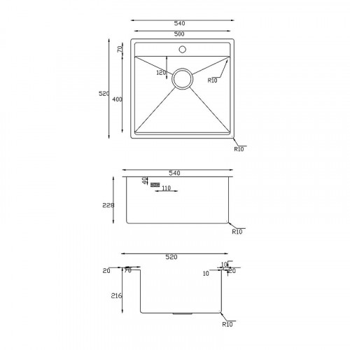 Кухонная мойка TopZero 54 TNL540 GOLD цвет Золото