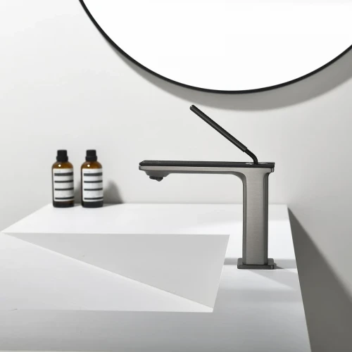 Смеситель для раковины Black&amp;White Gravity GF-7105-GM 7105GM цвет Оружейная сталь