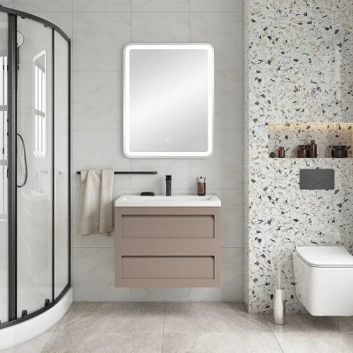 Тумба под раковину Art&Max AM-Platino-750-2C-SO-CM подвесная Капучино матовая МДФ / ЛДСП