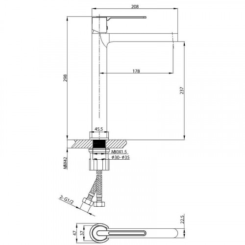 Смеситель для раковины Vincea Rondo VBF-1R2MB Черный матовый латунь
