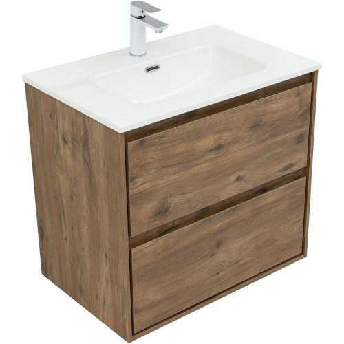 Тумба под раковину Aquanet Милан 70 336378 подвесная Дуб рустикальный МДФ / ЛДСП