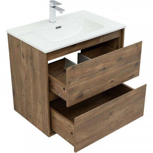 Тумба под раковину Aquanet Милан 70 336378 подвесная Дуб рустикальный МДФ / ЛДСП
