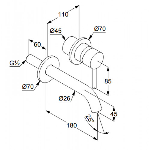 Смеситель для раковины Kludi Bozz 382443976 Черный матовый латунь встраиваемый