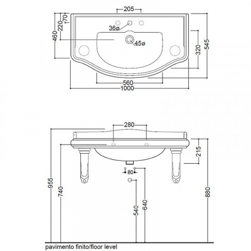 Раковина Kerasan Retro 100 105001*1 Белая фарфор подвесная