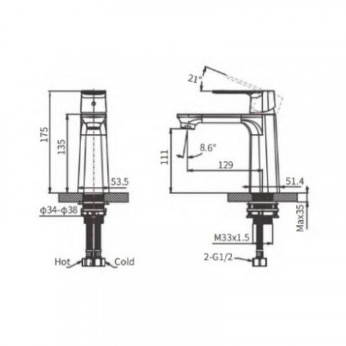 Смеситель для раковины Arrow AMP11848 цвет Хром