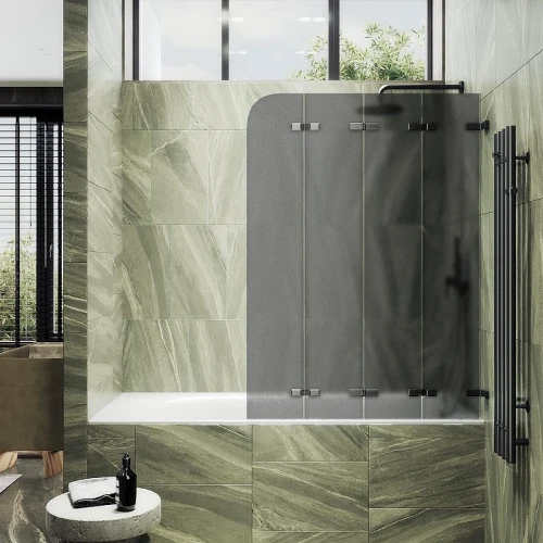 Шторка для ванны Maybah Glass MGV-589-6 980х1400 складная 4 секции Черный стекло графитовое матовое