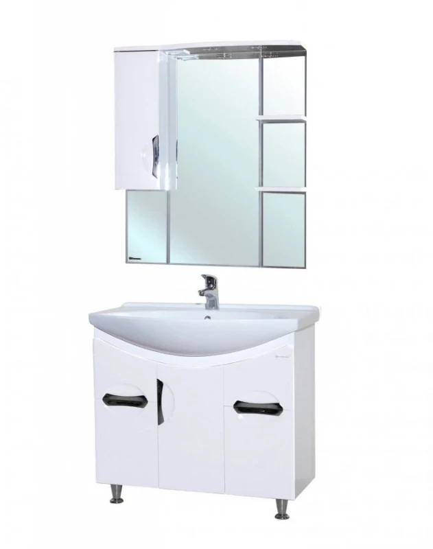 Зеркало со шкафом Bellezza Лагуна 85 L 4612114002014 с подсветкой L Белое МДФ / ЛДСП, стекло