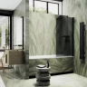 Шторка для ванны Maybah Glass MGV-786-6 700х1400 поворотная на монопетле с полотенцедержателем Черный стекло графитовое матовое