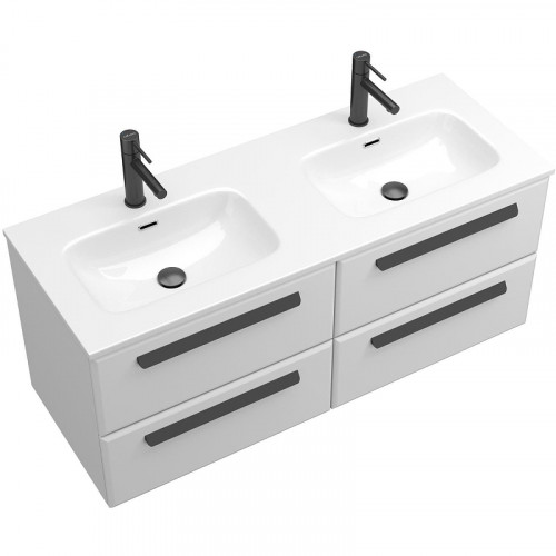 Тумба под раковину Cezares Eco-Cer-N 120 ECO-CER-N-1200-4C-SO-2-BL подвесная Bianco Lucido без ручек МДФ / ЛДСП