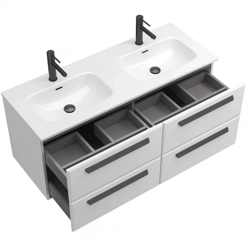 Тумба под раковину Cezares Eco-Cer-N 120 ECO-CER-N-1200-4C-SO-2-BL подвесная Bianco Lucido без ручек МДФ / ЛДСП