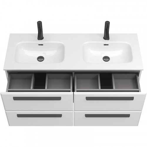 Тумба под раковину Cezares Eco-Cer-N 120 ECO-CER-N-1200-4C-SO-2-BL подвесная Bianco Lucido без ручек МДФ / ЛДСП