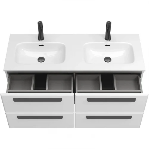 Тумба под раковину Cezares Eco-Cer-N 120 ECO-CER-N-1200-4C-SO-2-BL подвесная Bianco Lucido без ручек МДФ / ЛДСП