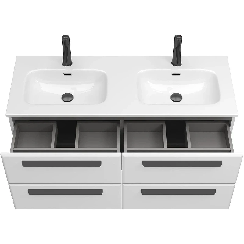 Тумба под раковину Cezares Eco-Cer-N 120 ECO-CER-N-1200-4C-SO-2-BL подвесная Bianco Lucido без ручек МДФ / ЛДСП