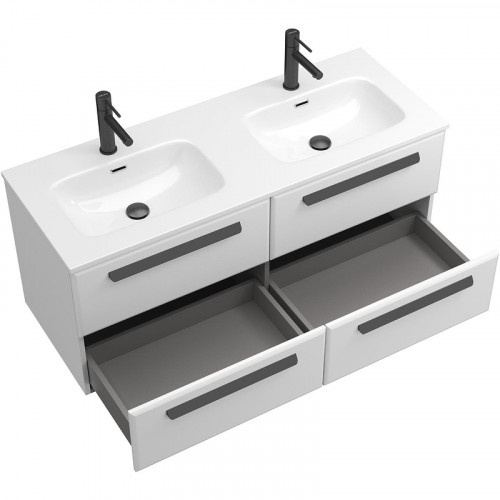 Тумба под раковину Cezares Eco-Cer-N 120 ECO-CER-N-1200-4C-SO-2-BL подвесная Bianco Lucido без ручек МДФ / ЛДСП