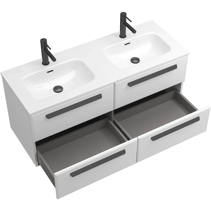 Тумба под раковину Cezares Eco-Cer-N 120 ECO-CER-N-1200-4C-SO-2-BL подвесная Bianco Lucido без ручек МДФ / ЛДСП