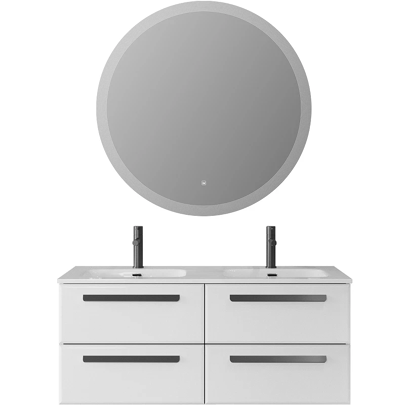 Тумба под раковину Cezares Eco-Cer-N 120 ECO-CER-N-1200-4C-SO-2-BL подвесная Bianco Lucido без ручек МДФ / ЛДСП