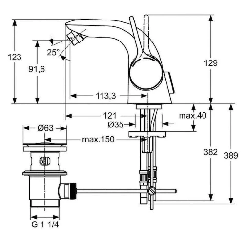 Смеситель для биде Ideal Standard Melange A4268AA Хром