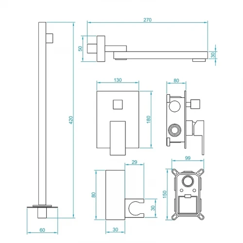 Душевая система RGW Shower Panels SP-56G 51140856-06 Золото латунь встраиваемый