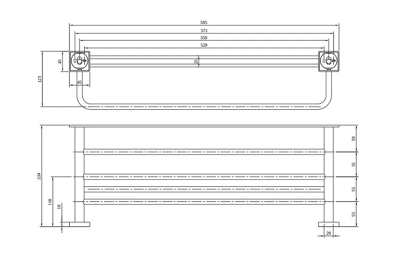 Полка для полотенец Villeroy&Boch Elements-Striking TVA15200600061 цвет хром