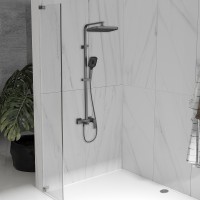Душевая система Vincea Cube VSFS-4C12GM Вороненая сталь латунь на стену