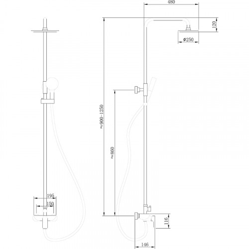 Душевая система Abber Weiss Insel AF8020 Хром латунь на стену