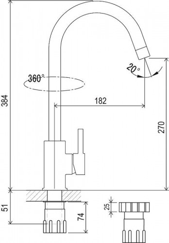 Смеситель для кухни Ravak Suzan KM 016.00 X070039 Хром латунь