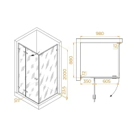 Душевой уголок RGW Stilvoll SV-040B 100х90 353204009-14 профиль Черный стекло прозрачное