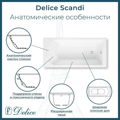 Ванна из искусственного камня Delice Scandi 190х80 DLR330032R-G цвет Белый