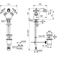 Смеситель для биде Ideal Standard Reflection B9655LS Хром Золото латунь
